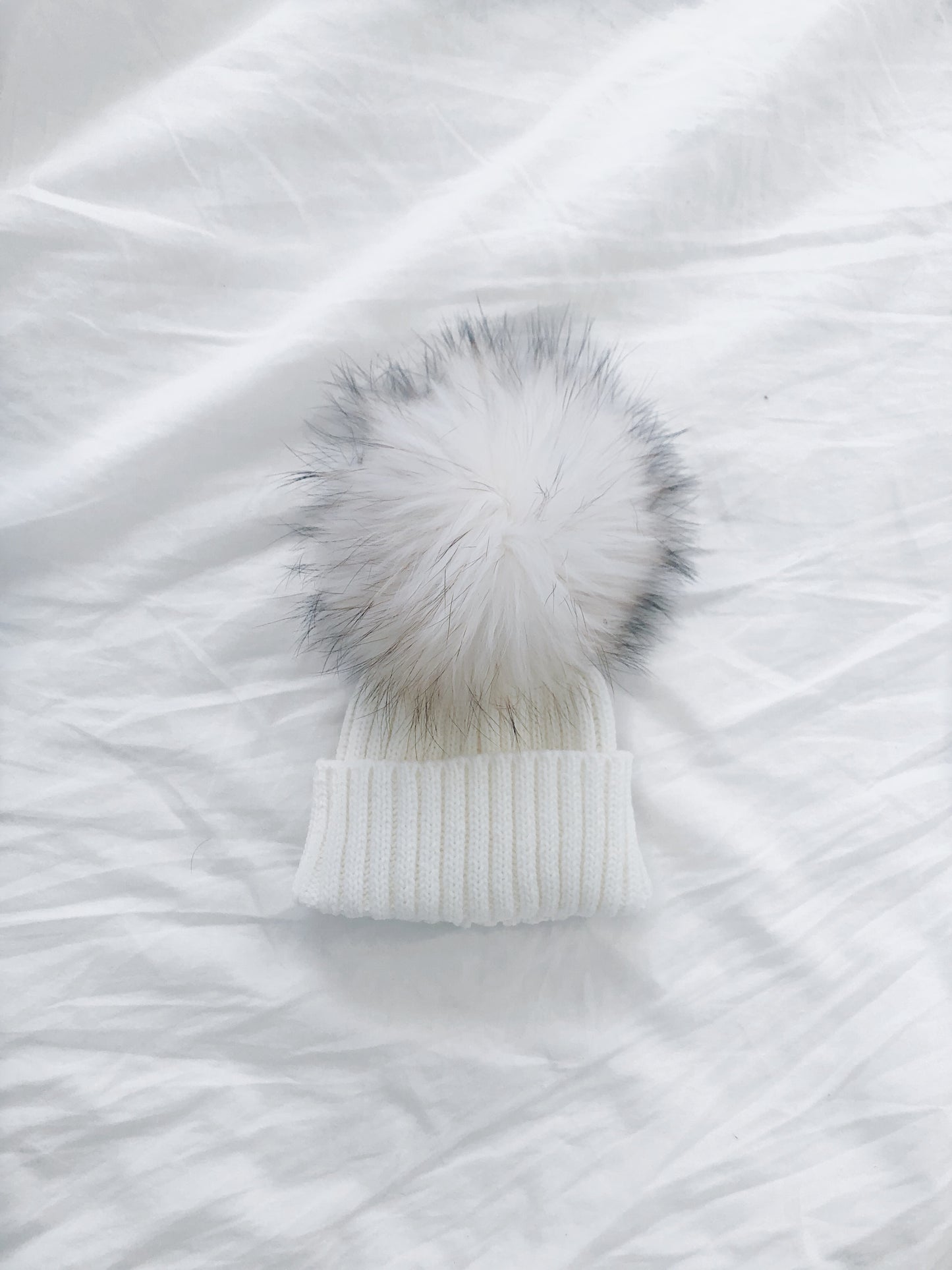 Winter White Single PomPom Beanie