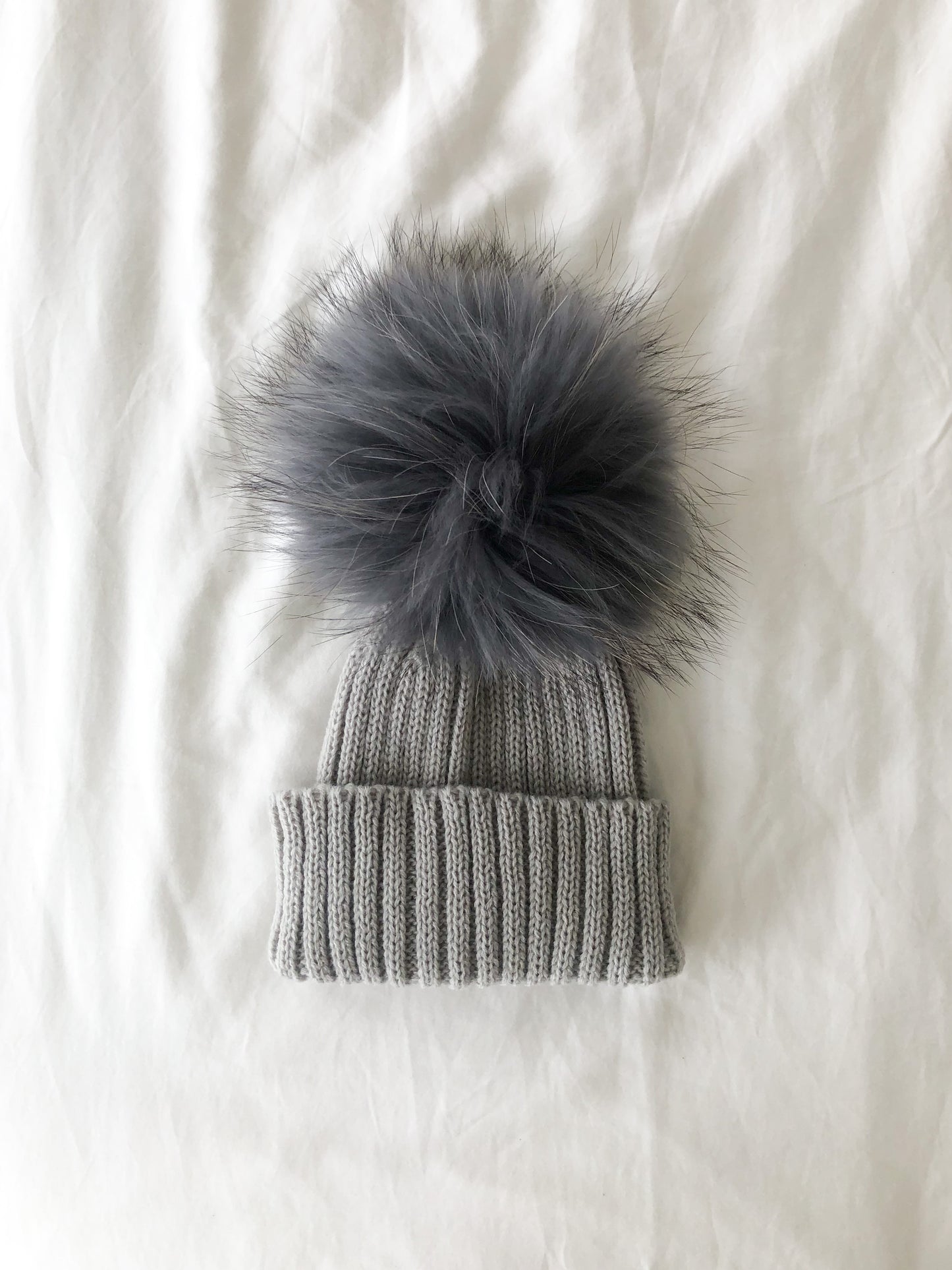 Cool Grey Single PomPom Beanie